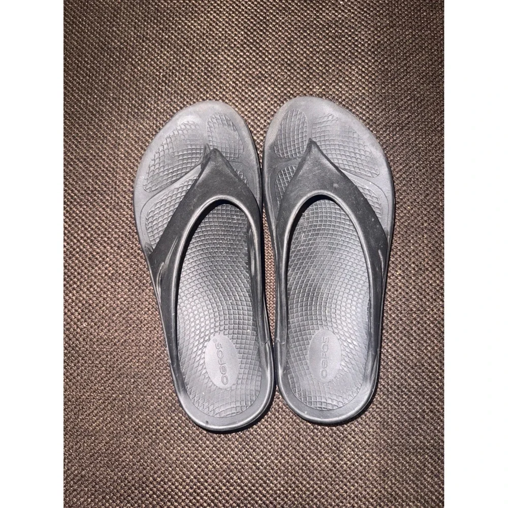 OOFOS OOriginal Recovery Sandals Black Thong Flip Flops Mens 10 Womens 12 EU 43